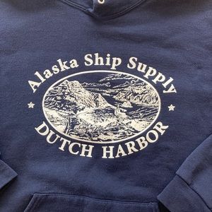 Navy Blue, XL, cotton long sleeve hoody from Dutch Harbor, Alaska